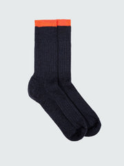 Men/Women Wool Sock in Navy/Bright Flame - Bosun
