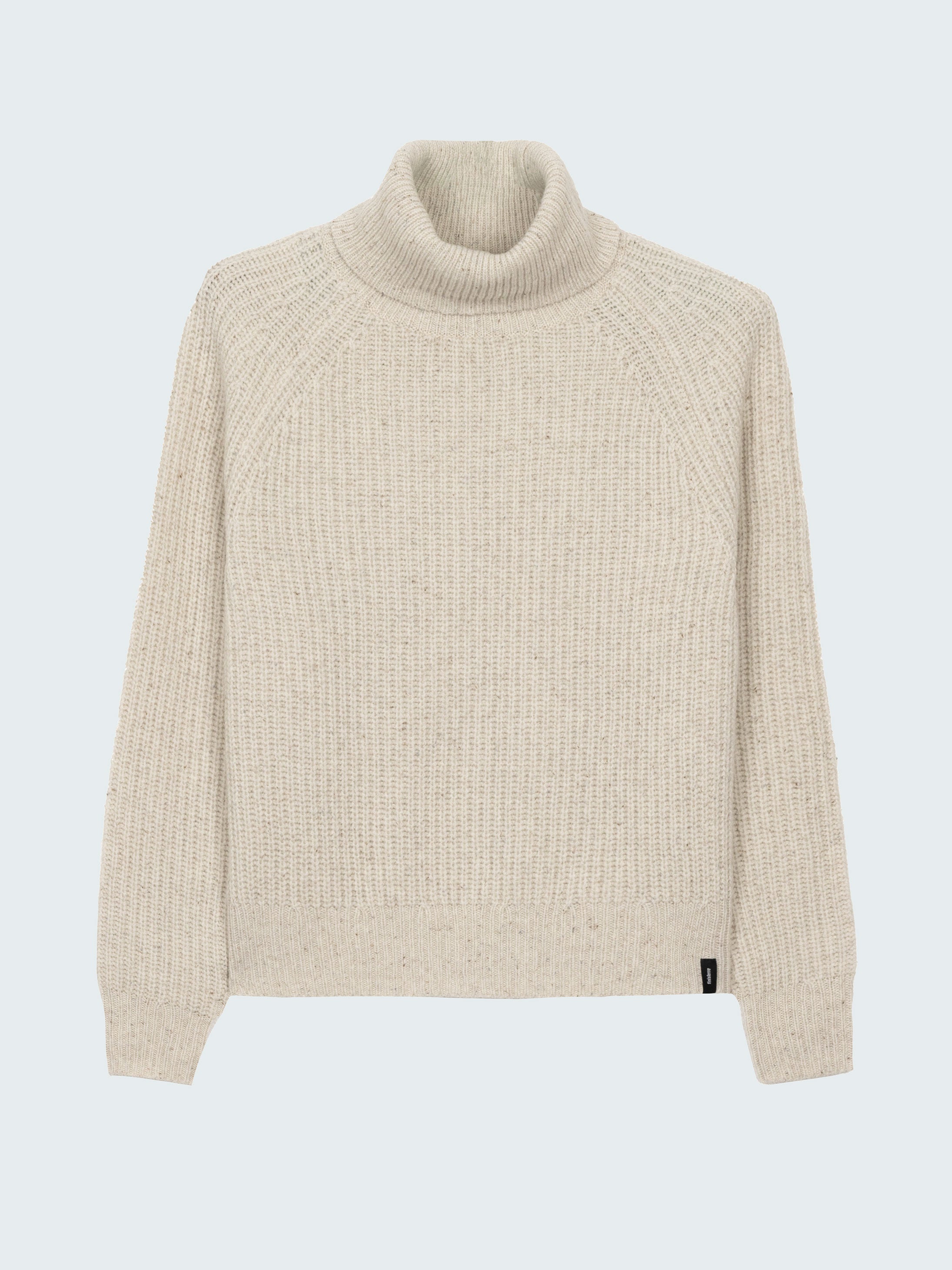 Women Fisherman Wool Roll Neck Jumper in Ecru - Mora