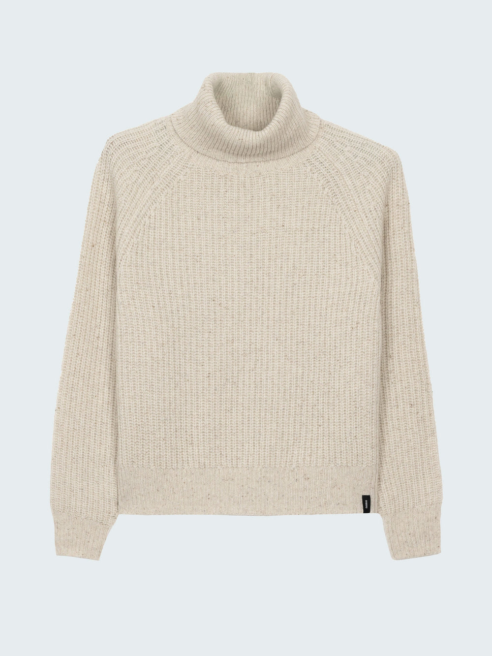 Women Fisherman Wool Roll Neck Jumper in Ecru - Mora