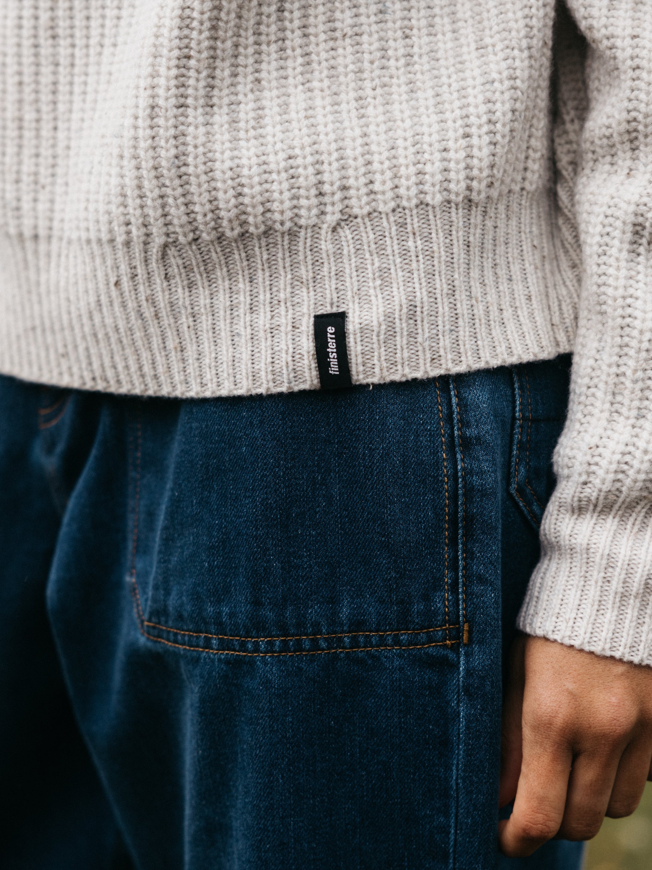Women Fisherman Wool Roll Neck Jumper in Ecru - Mora
