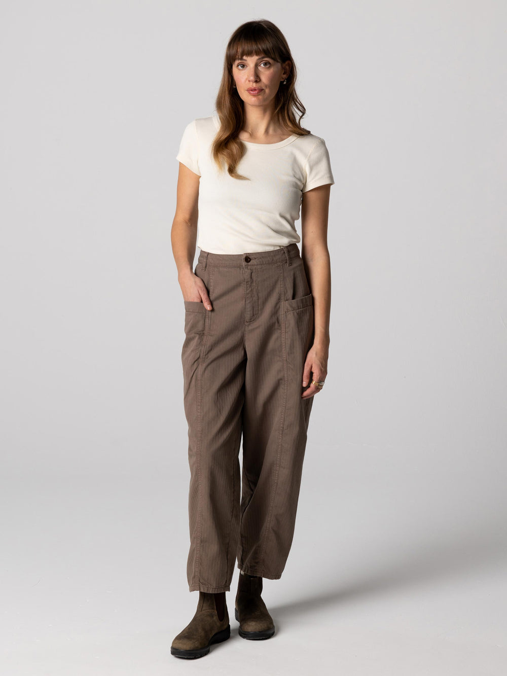 Women Organic White Ribbed T-Shirt - Powes