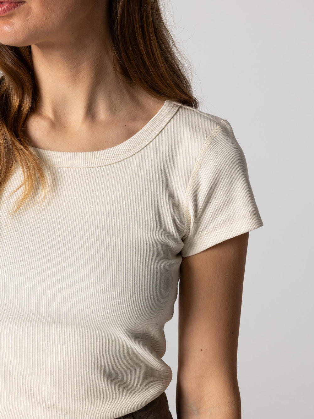 Women Organic White Ribbed T-Shirt - Powes