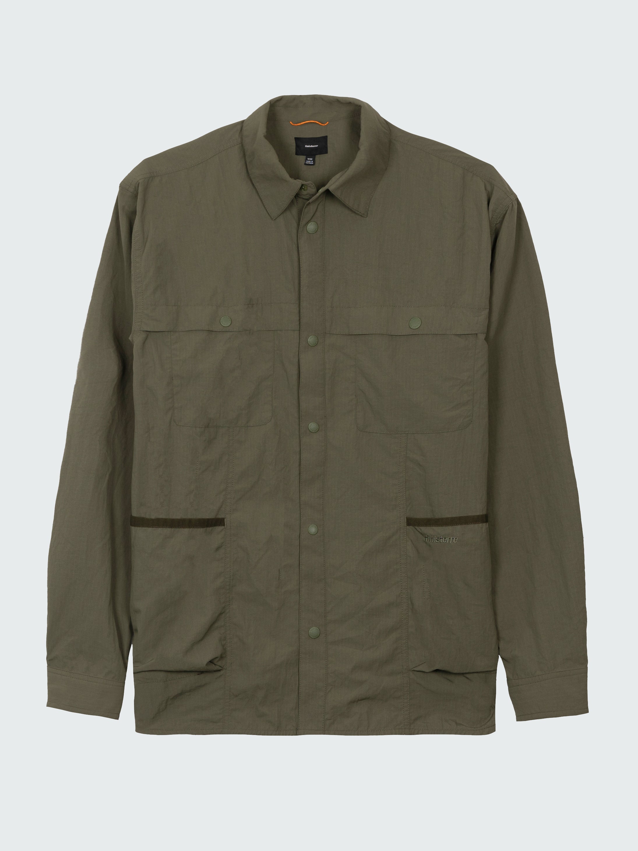 Men Recycled Long Sleeve Shirt in Olive - Wander