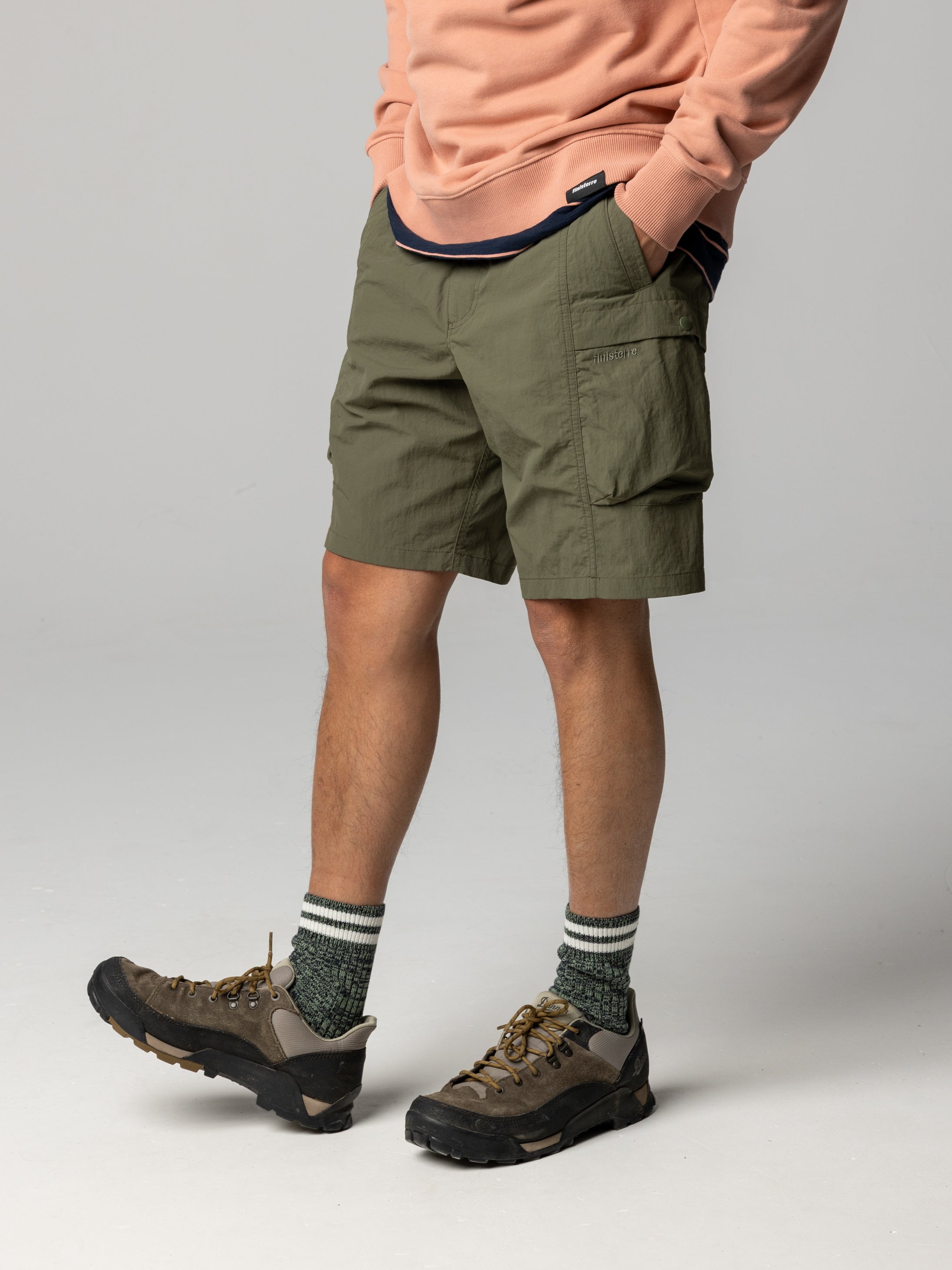 Men Recycled Shorts in Olive - Wander