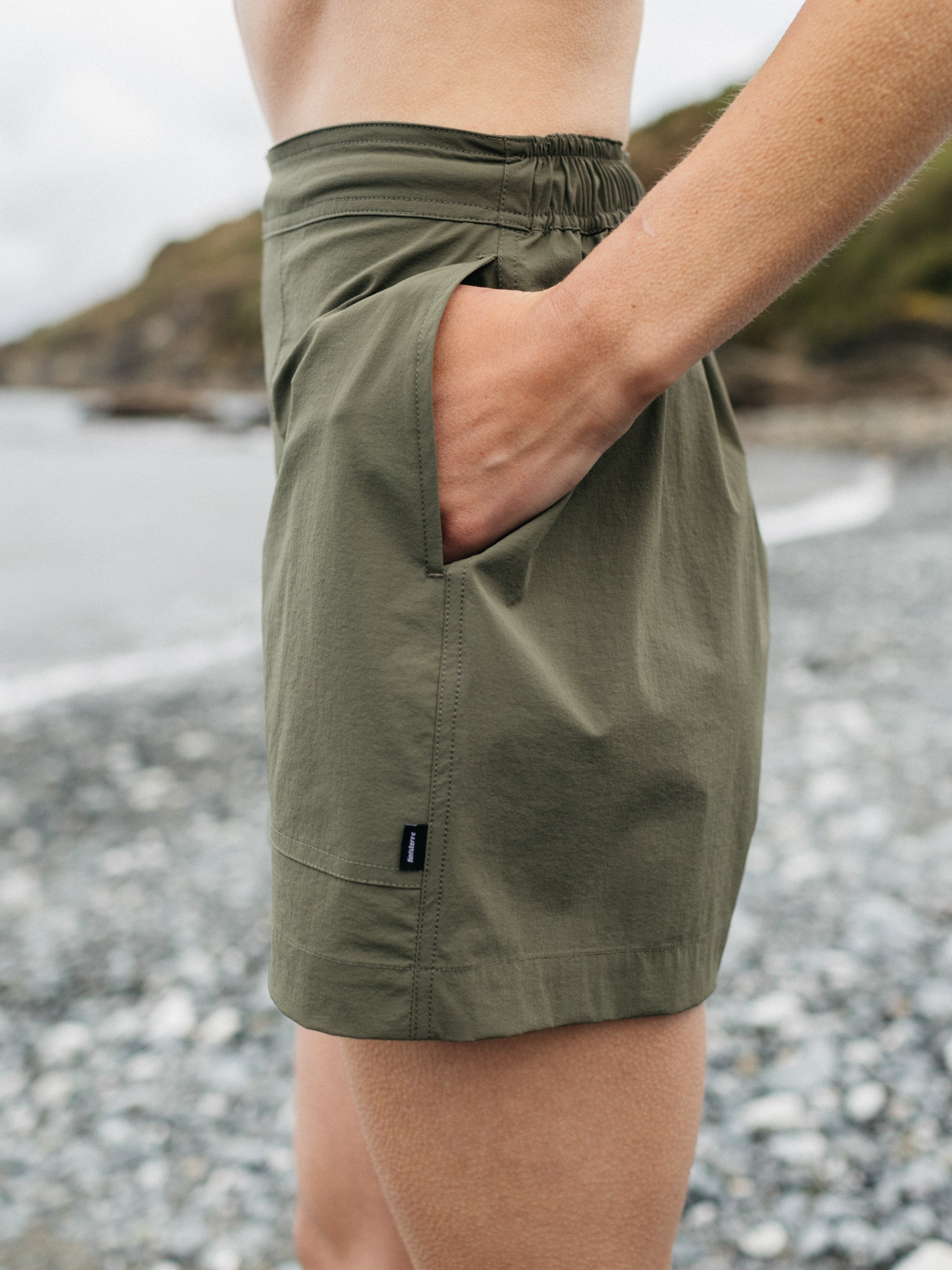 Women Recycled Hybrid Short in Olive - Walker