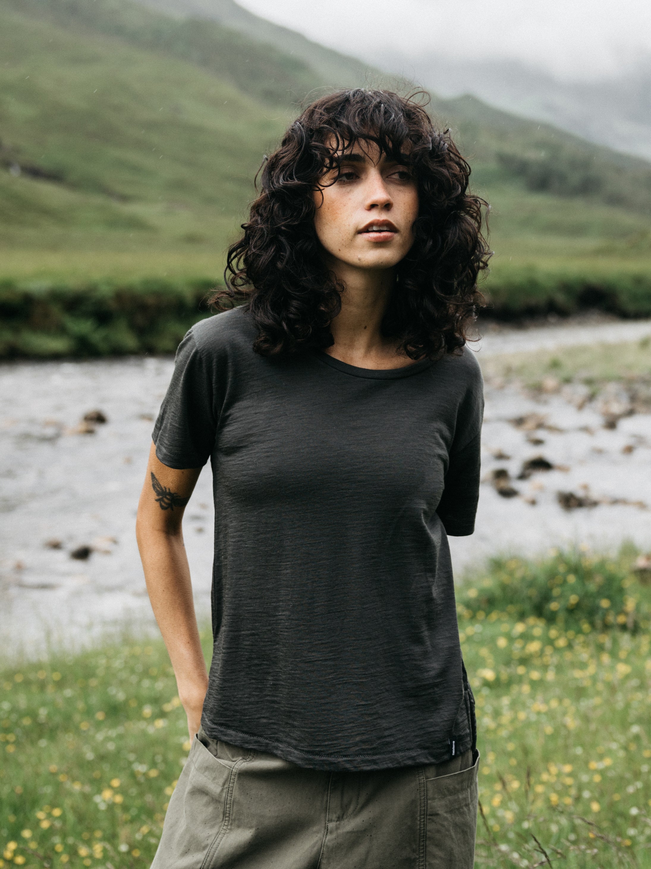 Women Merino T-Shirt Baselayer in Raven Black - Seeker