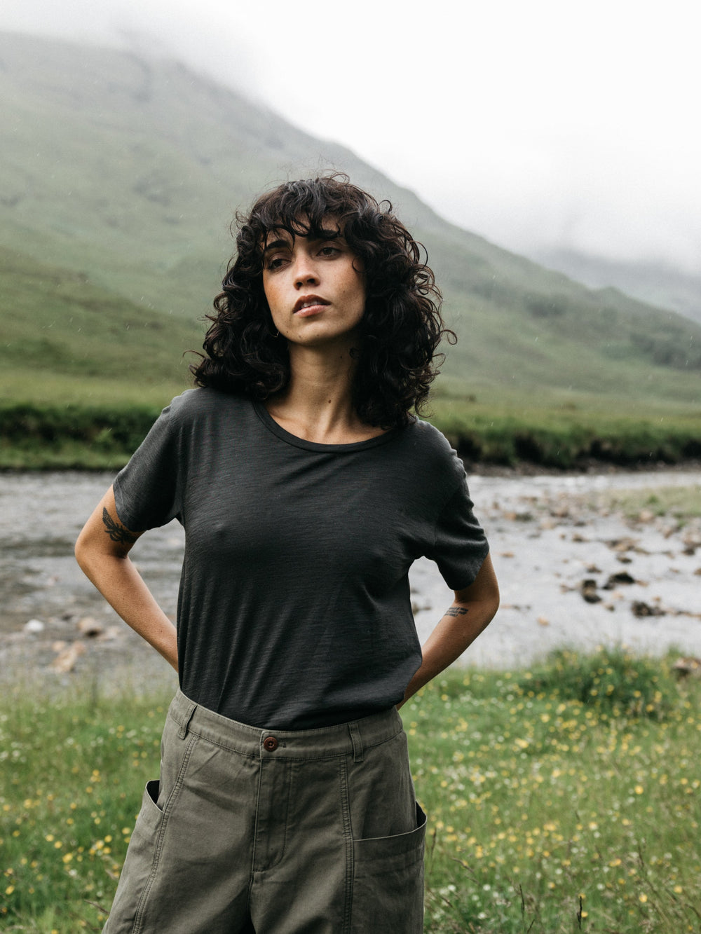 Women Merino T-Shirt Baselayer in Raven Black - Seeker