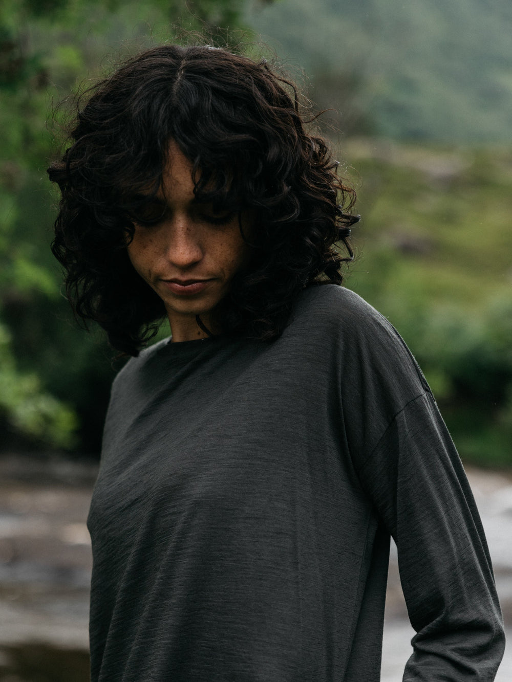 Women Merino Long Sleeve Baselayer in Raven Black - Seeker