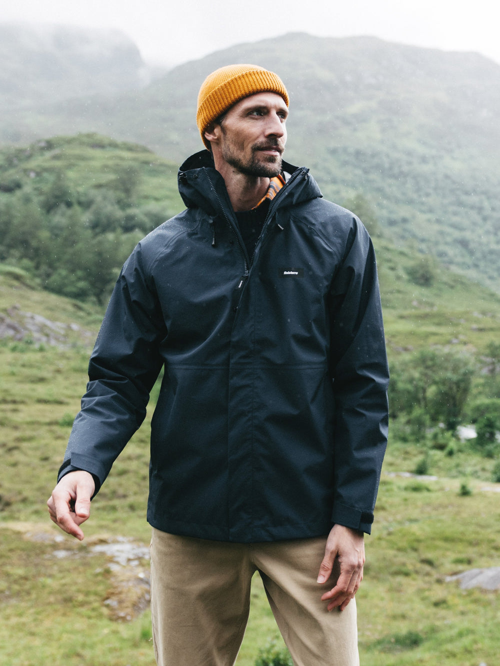 Men Recycled Waterproof Jacket in Navy - Skybird