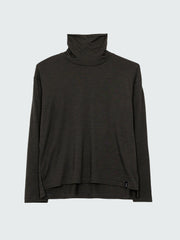 Women Merino High Neck T-Shirt in Raven - Seeker