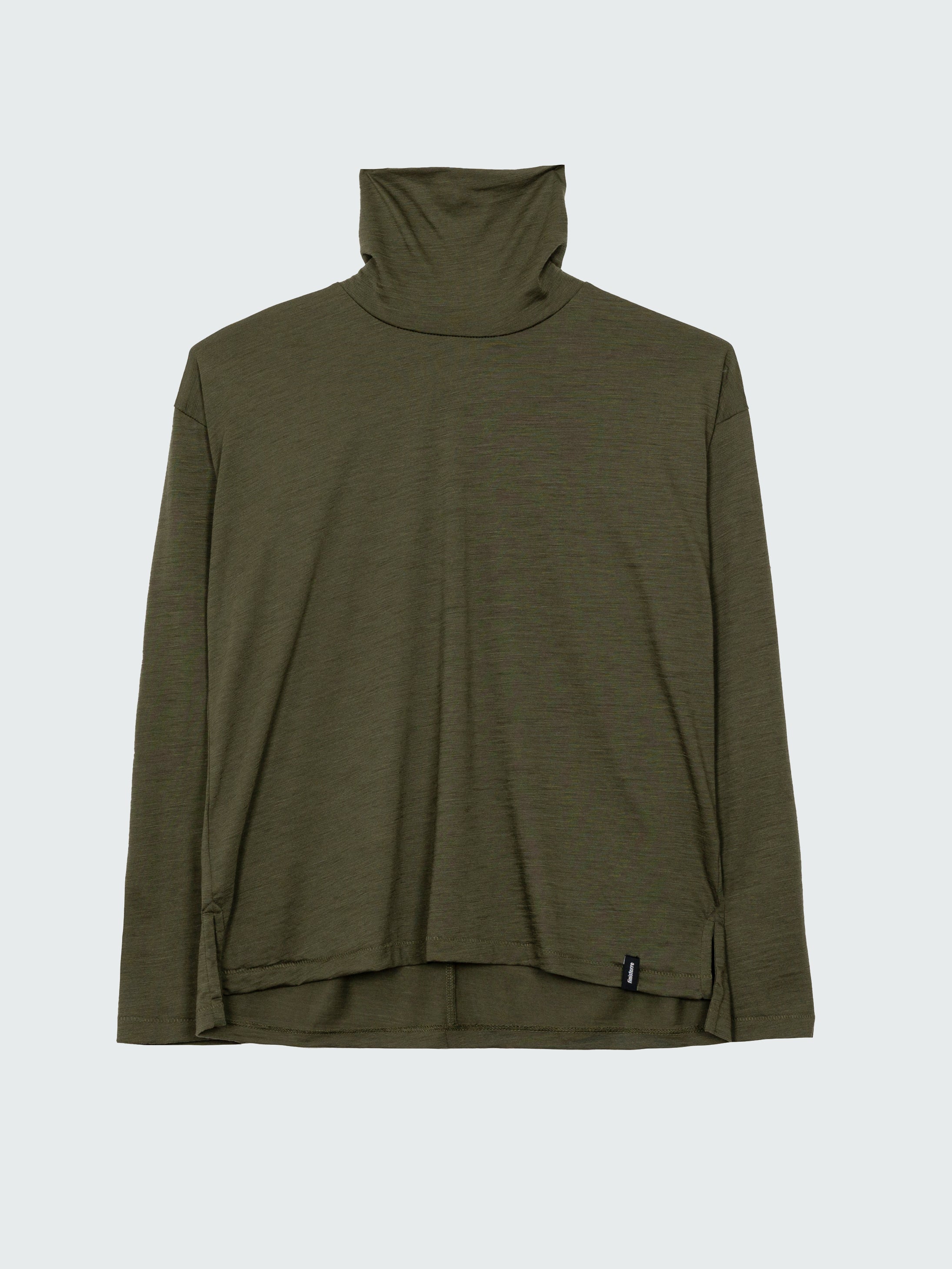 Women Merino High Neck T-Shirt in Olive - Seeker