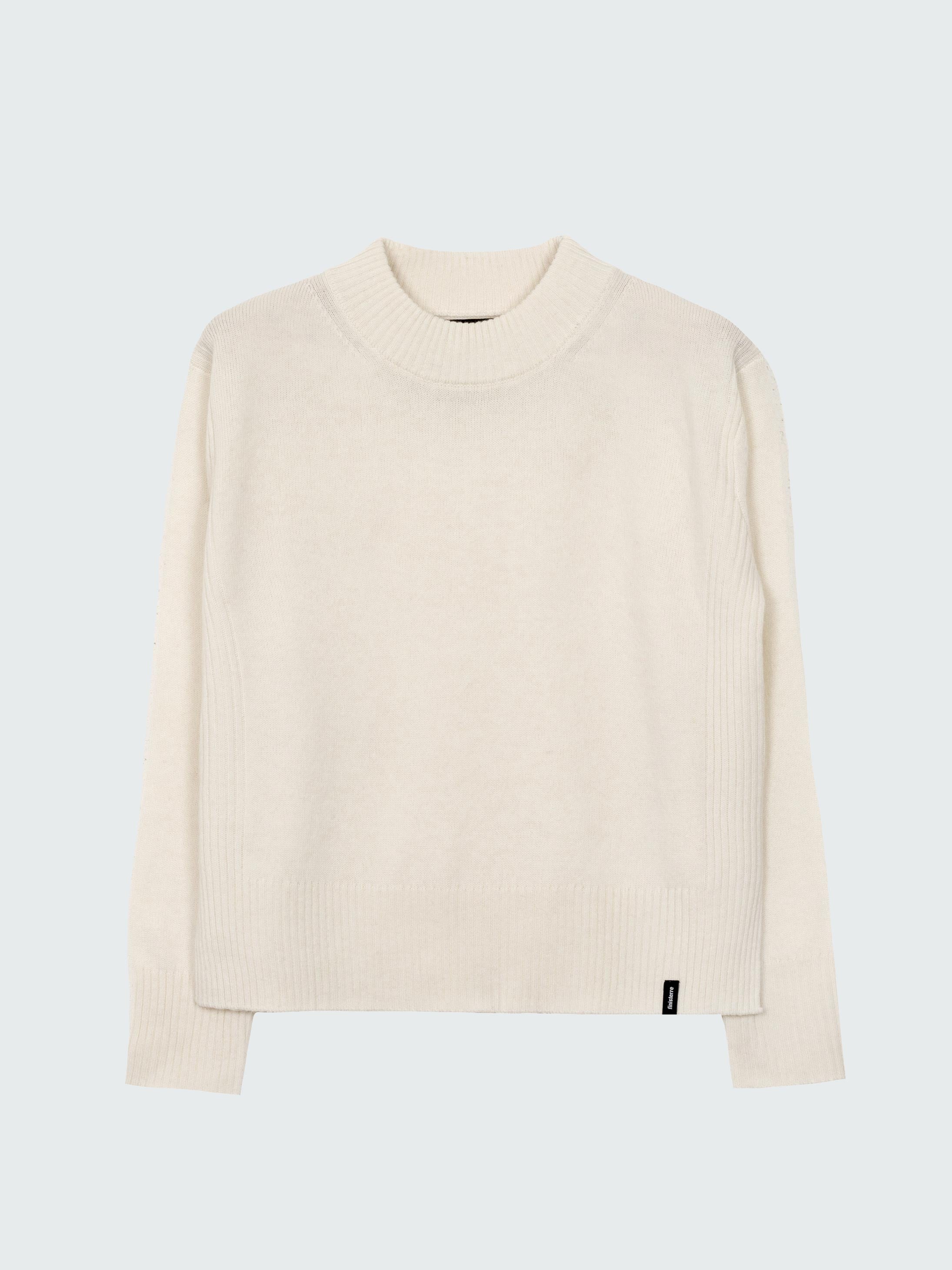 Women Wool Ribbed Knit Jumper in Ecru - Cavan