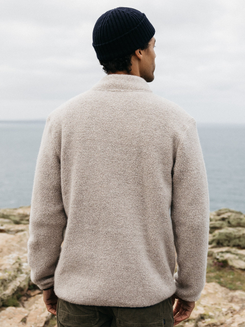 Men Hegen 1/4 Zip Fleece in Coastal Fjord/Oatmeal