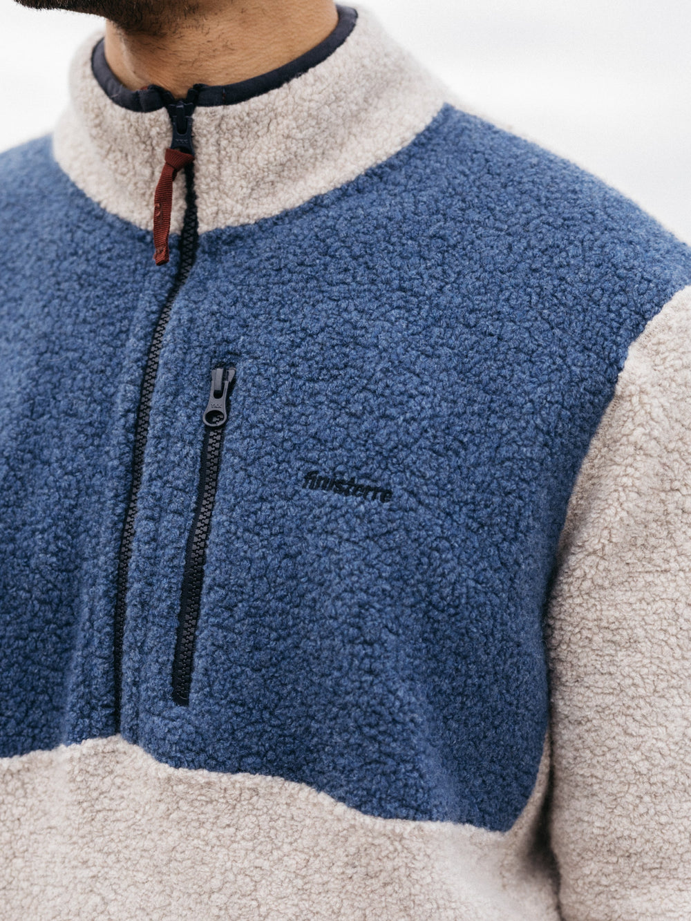 Men Hegen 1/4 Zip Fleece in Coastal Fjord/Oatmeal