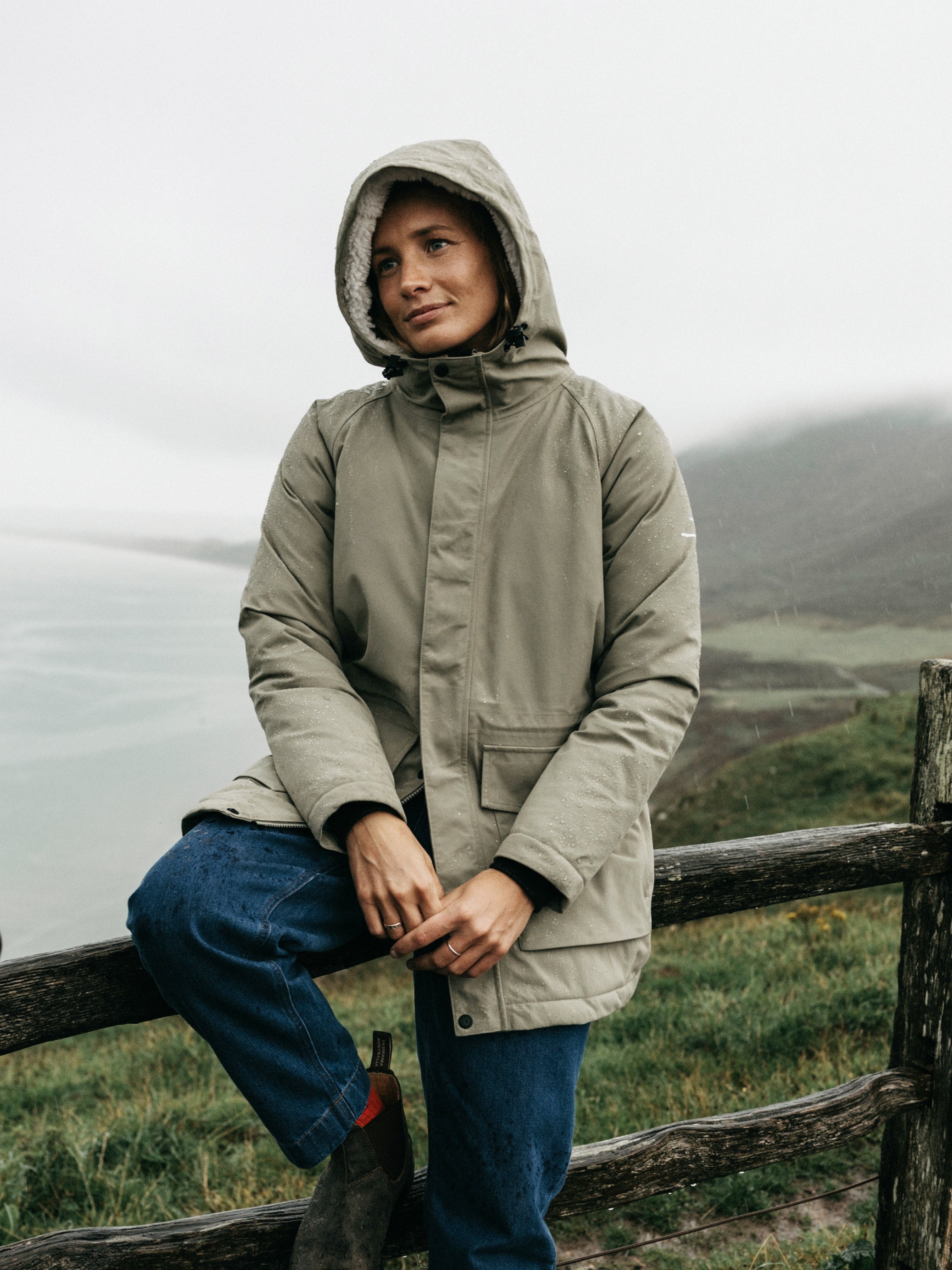 Women Parka Jacket in Willow Green - Vellus